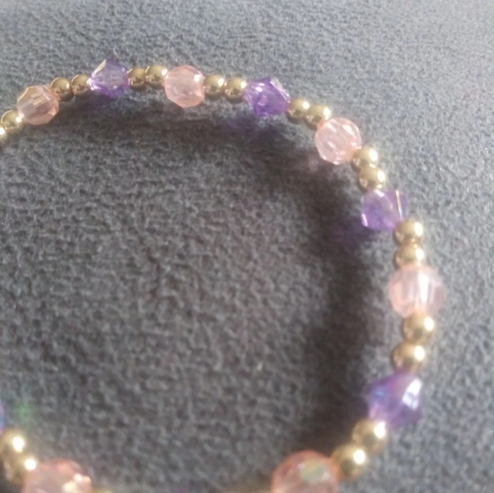 hand crafted Crystal and gold plated pastel beaded statement Bracelet